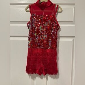 Weissman Sparkling Red Fringe Dance Costume Jazz/Tap